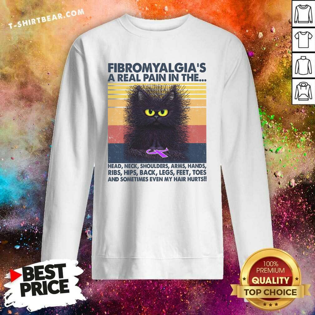 Cute Black Cat FibromyaLgia A Real Pain In The Vintage Shirt