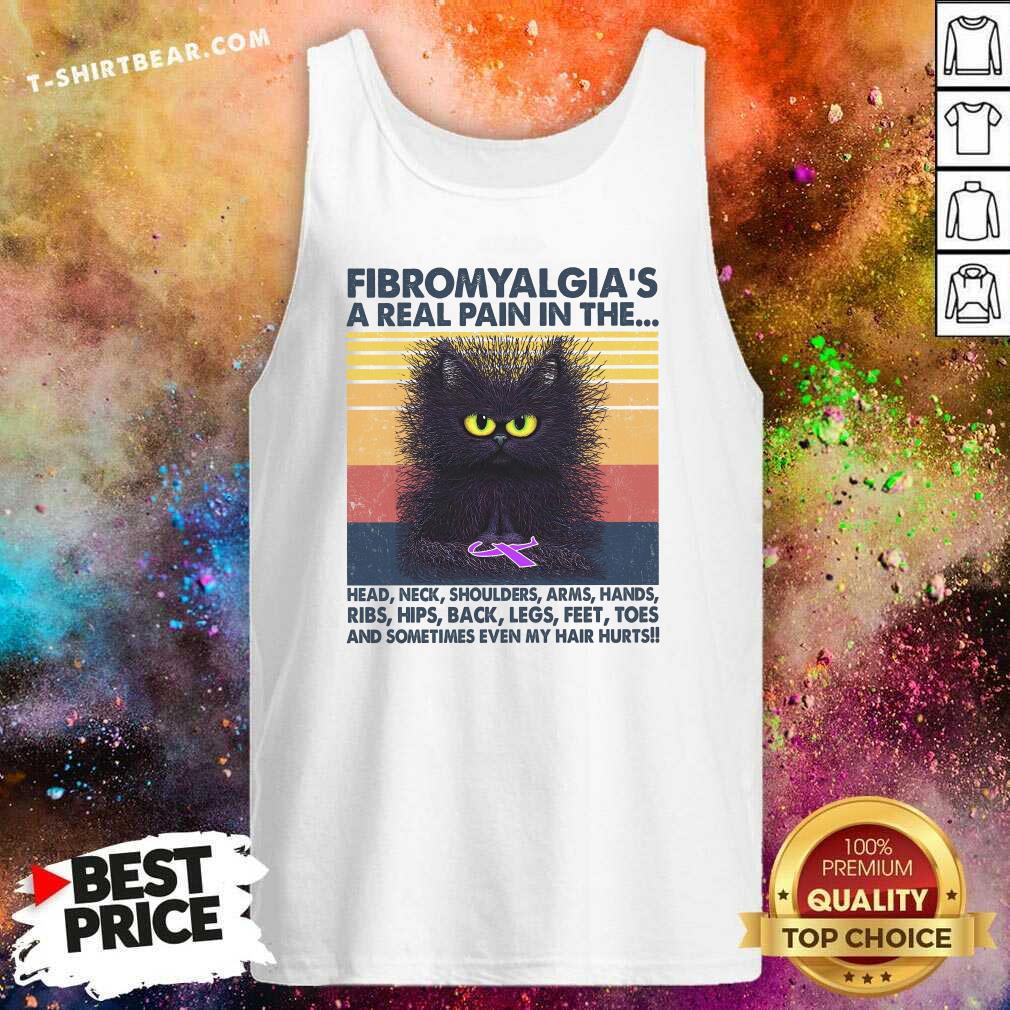 Cute Black Cat FibromyaLgia A Real Pain In The Vintage Shirt