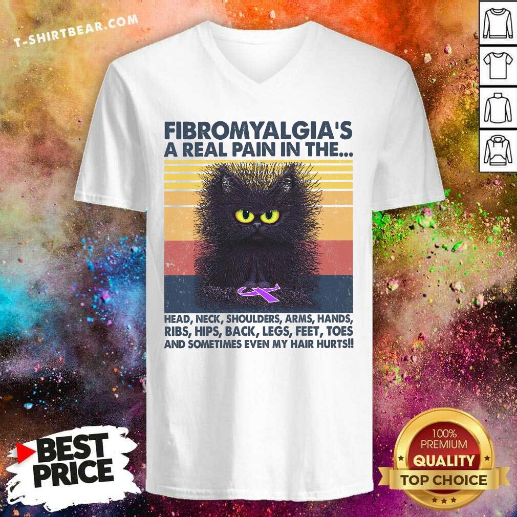 Cute Black Cat FibromyaLgia A Real Pain In The Vintage Shirt