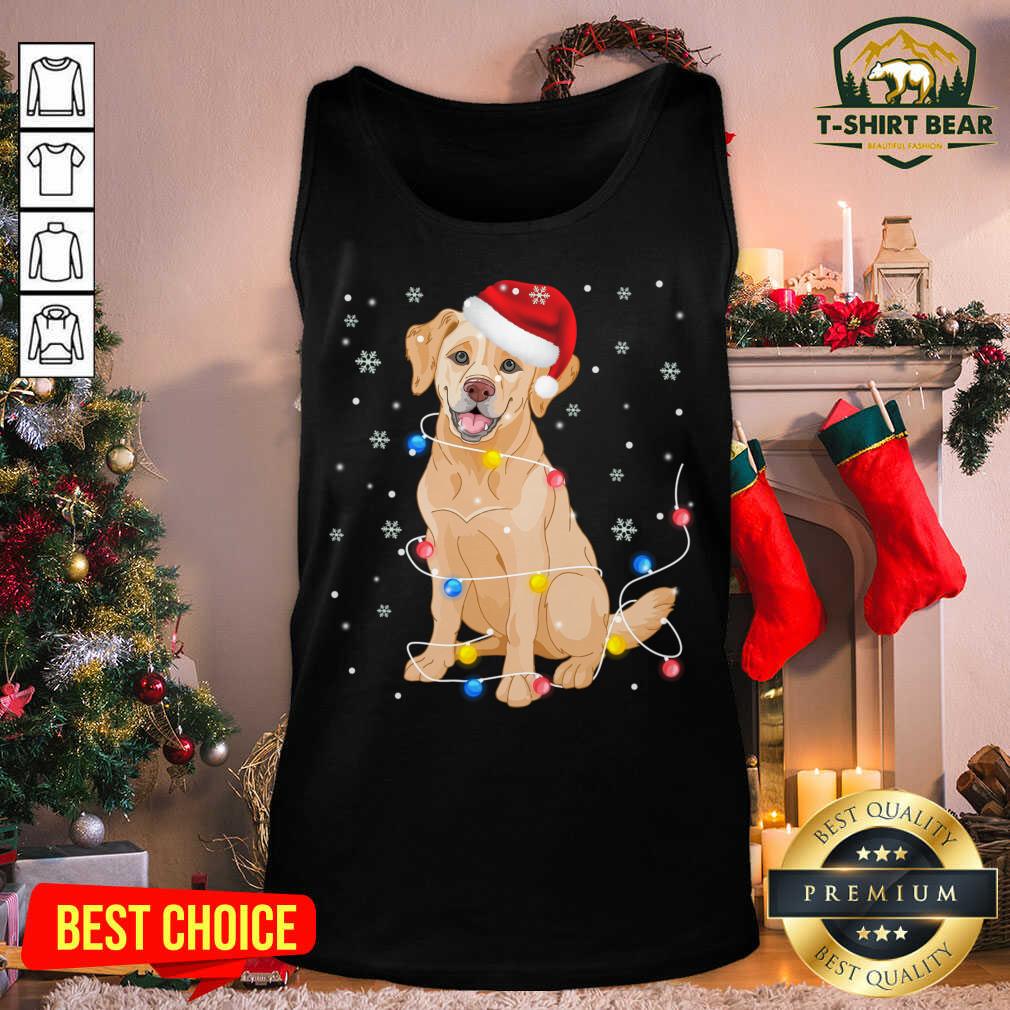Cute Labrador Dog Santa Hat Christmas Lights Xmas Shirt