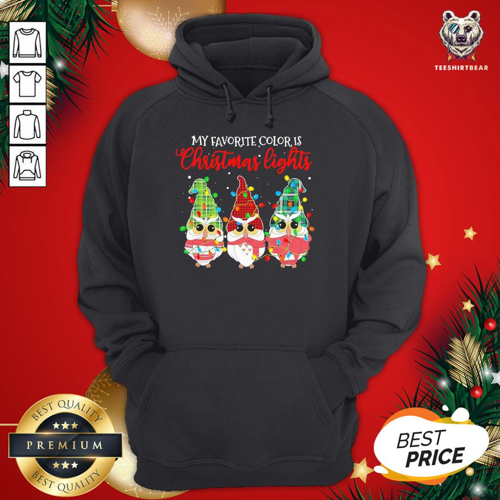 Cute Owls Gnomes My Favorite Color Is Christmas Light Shirt