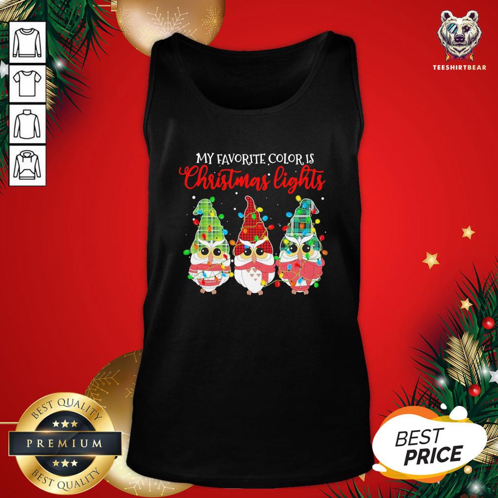 Cute Owls Gnomes My Favorite Color Is Christmas Light Shirt