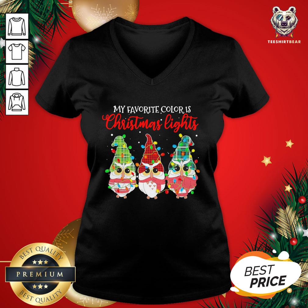 Cute Owls Gnomes My Favorite Color Is Christmas Light Shirt