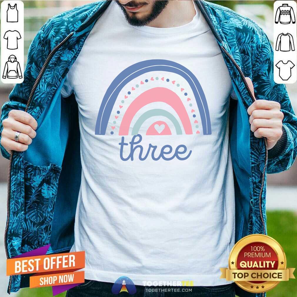 Cute Rainbow Three Birthday Shirt