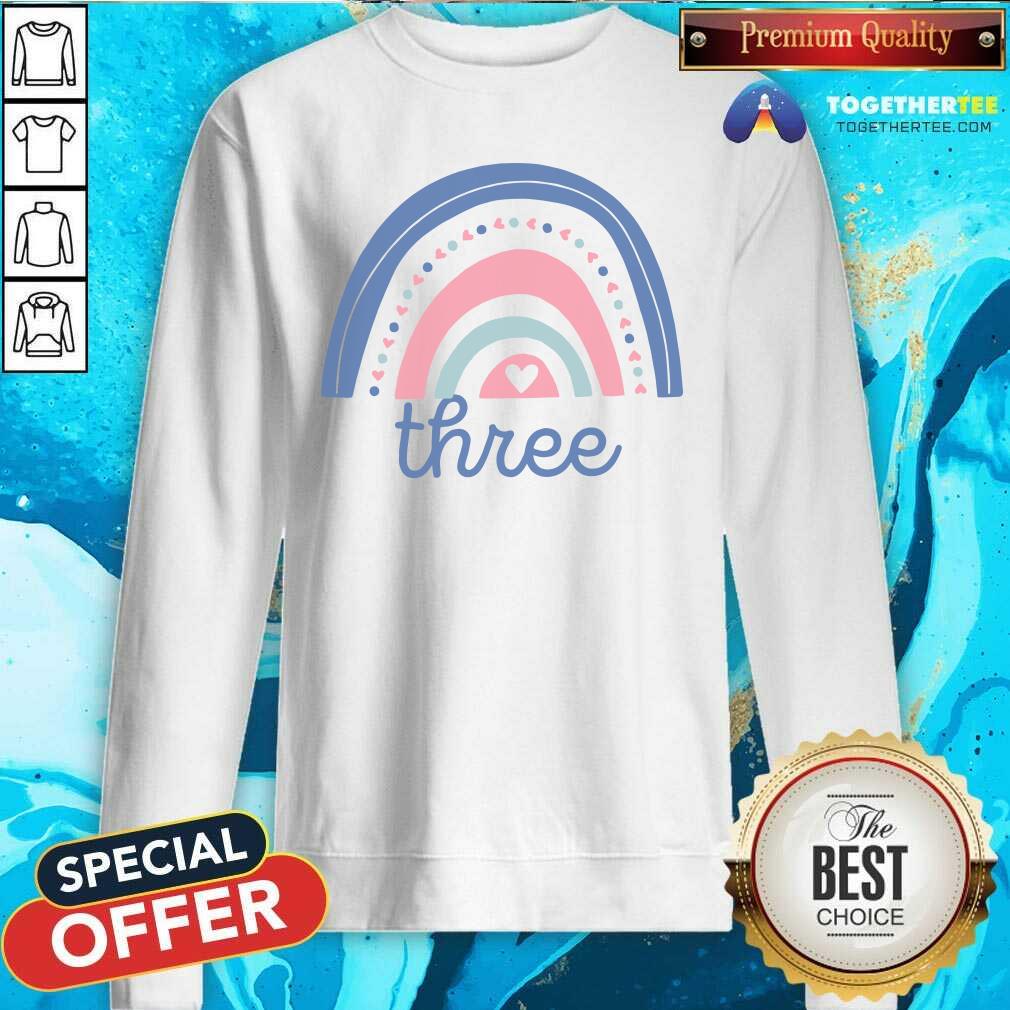 Cute Rainbow Three Birthday Shirt