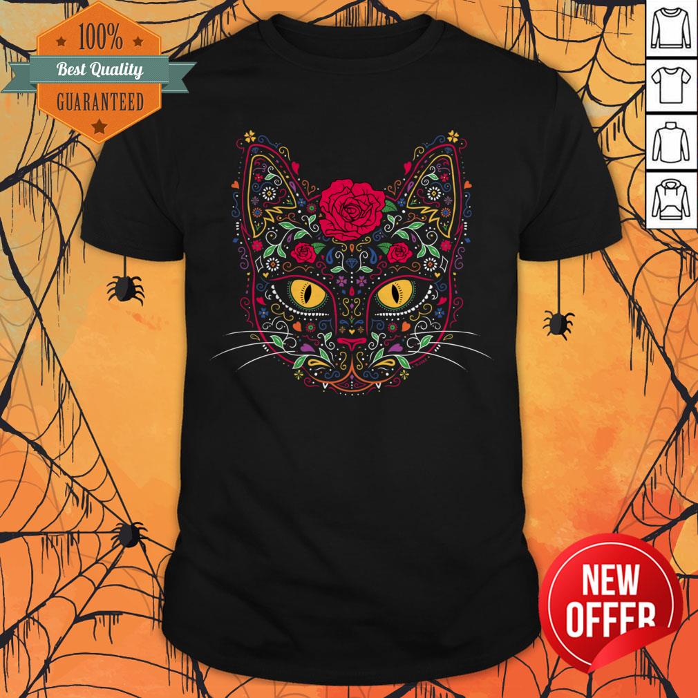 Day Of The Dead Kitty Cat Sugar Skull Shirt