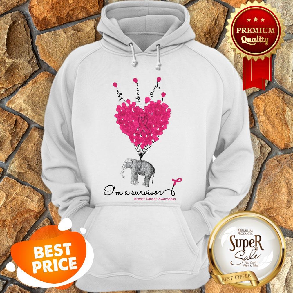 Elephant Hope Believe Strong I’m A Survivor Breast Cancer Awareness shirt