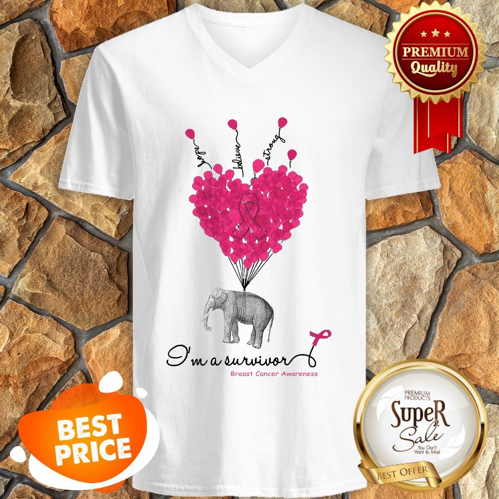 Elephant Hope Believe Strong I’m A Survivor Breast Cancer Awareness shirt