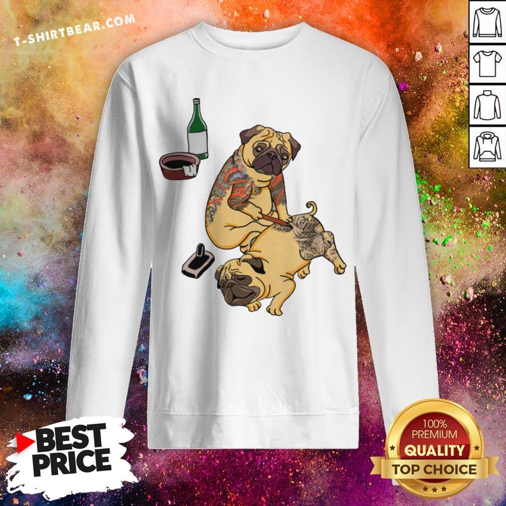 Funny Bulldog Drink And Tattoo Shirt