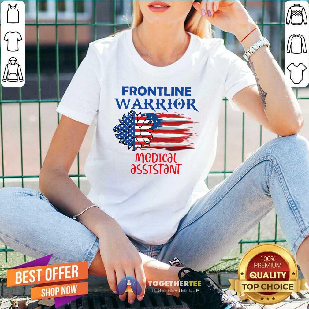 Frontline Warrior Medical Assistant Sunflower American Flag Shirt