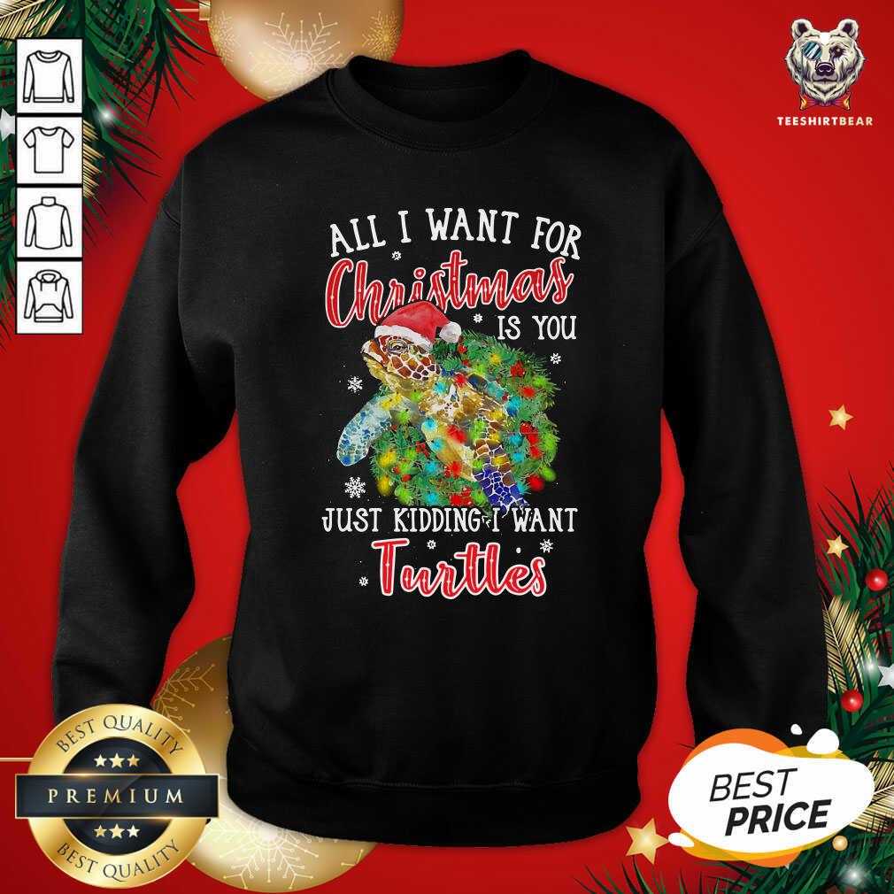 Funny All I Want For Christmas Is You Just Kidding I Want Turtles Shirt