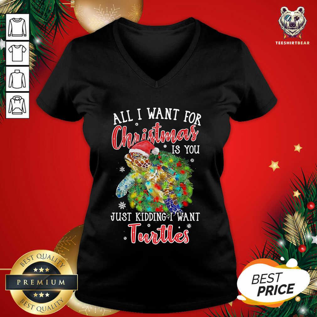 Funny All I Want For Christmas Is You Just Kidding I Want Turtles Shirt