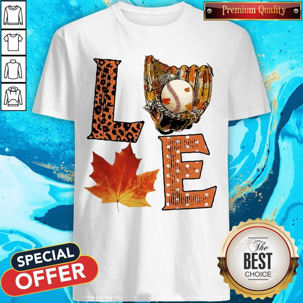 Funny Love Baseball Maple Leaves Leopard Shirt