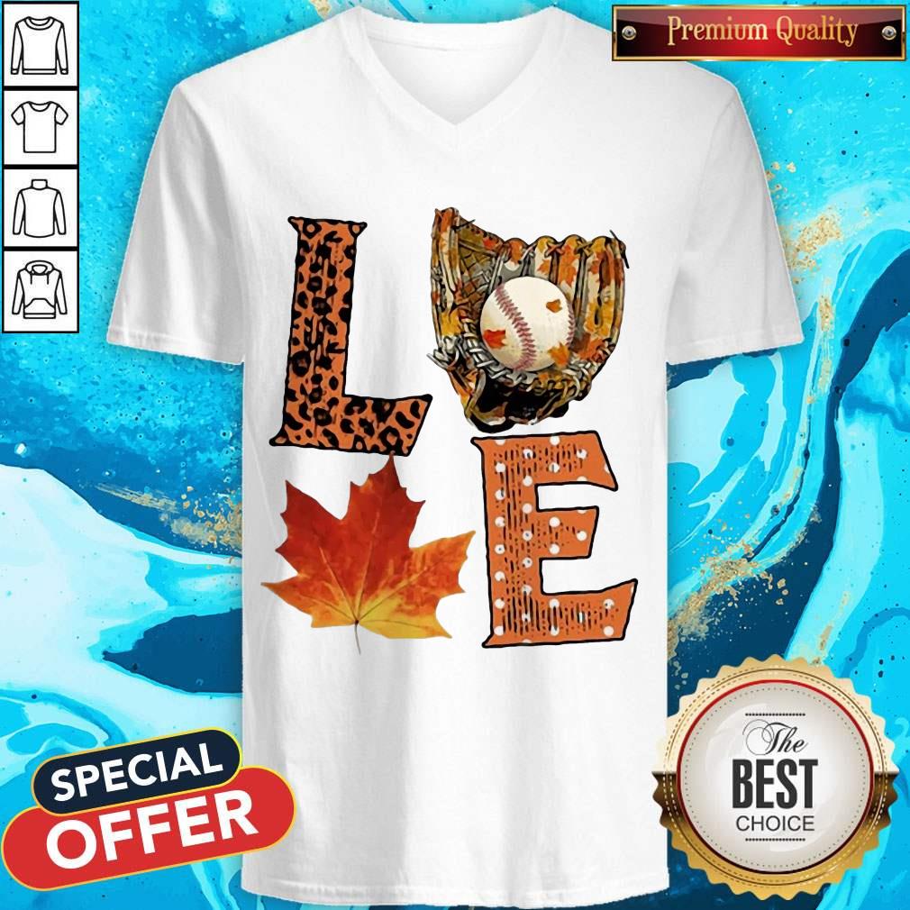 Funny Love Baseball Maple Leaves Leopard Shirt