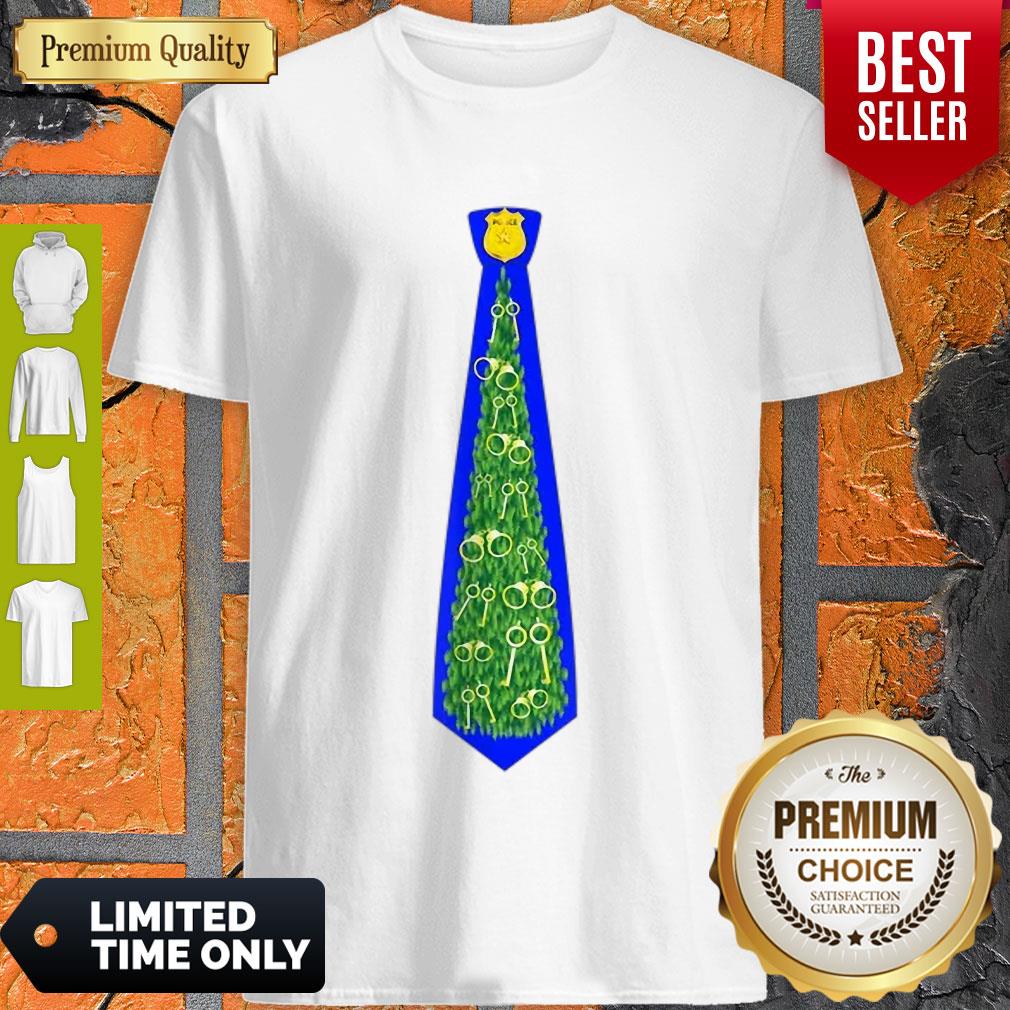 Funny Police Officer Xmas Tree Tie Shirt