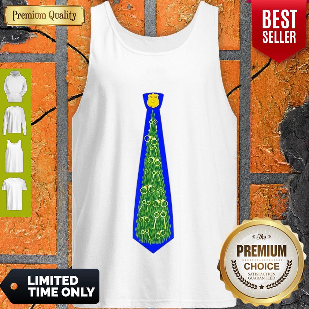 Funny Police Officer Xmas Tree Tie Shirt