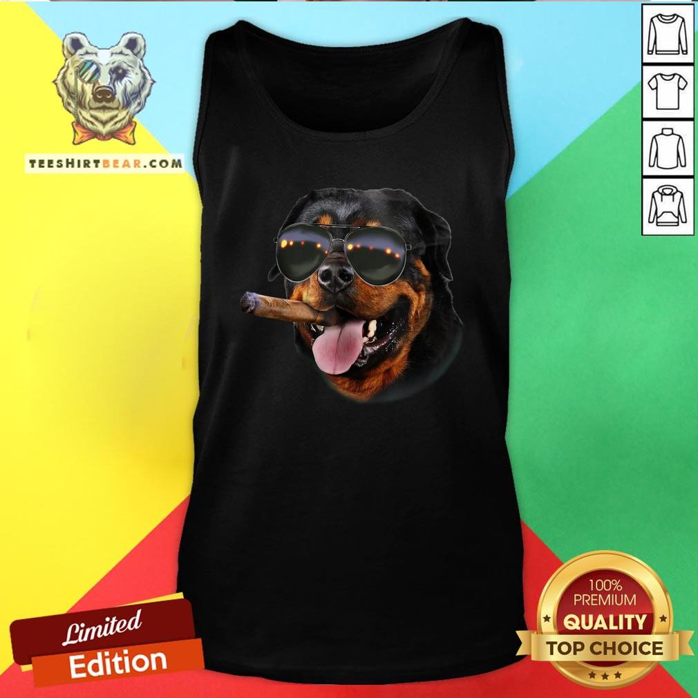 Funny Rottweiler With Cigar Wearing Aviator Sunglass Shirt