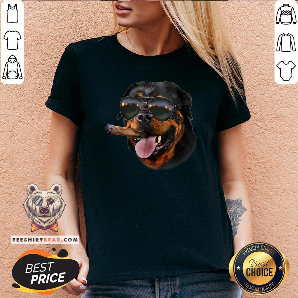 Funny Rottweiler With Cigar Wearing Aviator Sunglass Shirt