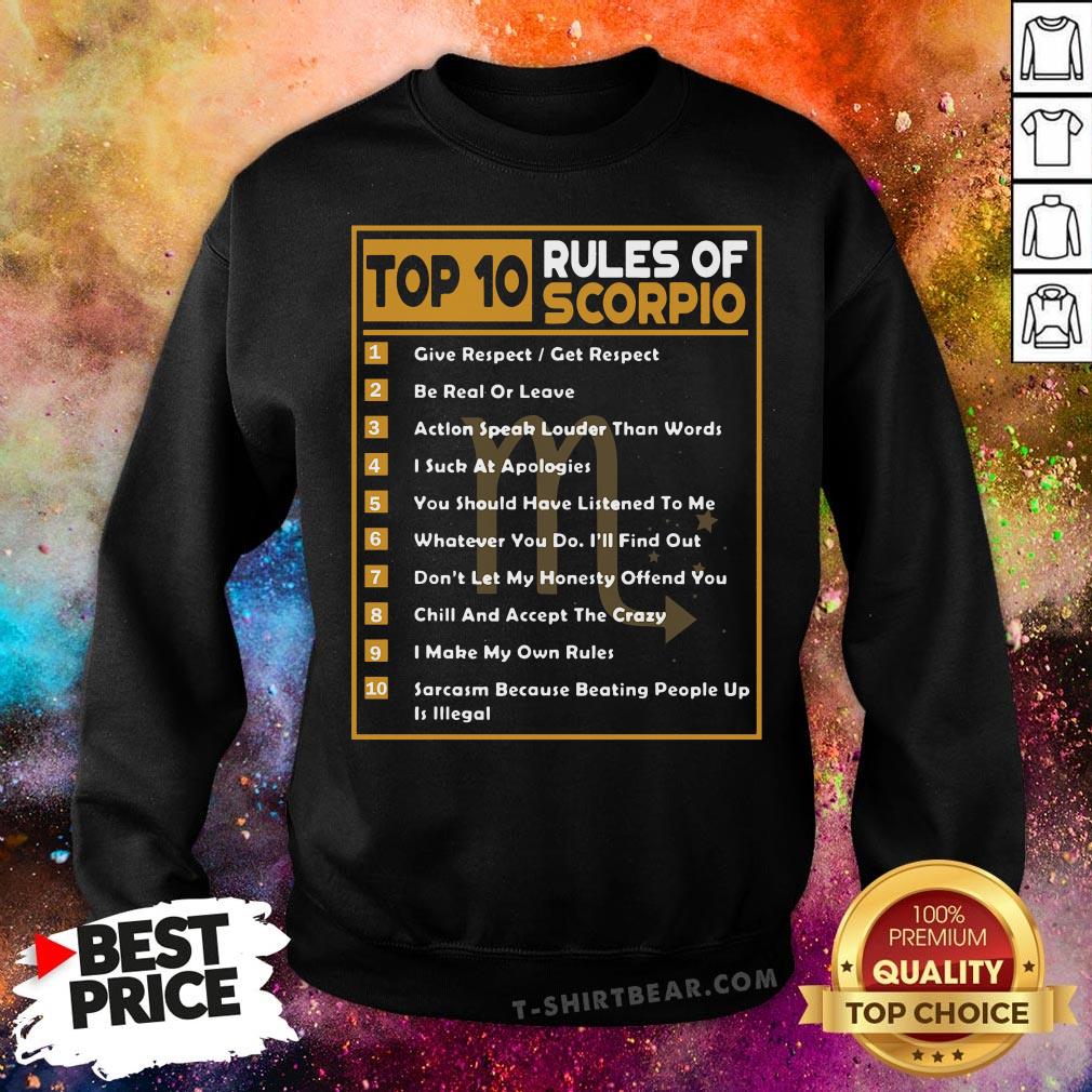 Cool Top 10 Rules Of Scorpio Birthday Shirt