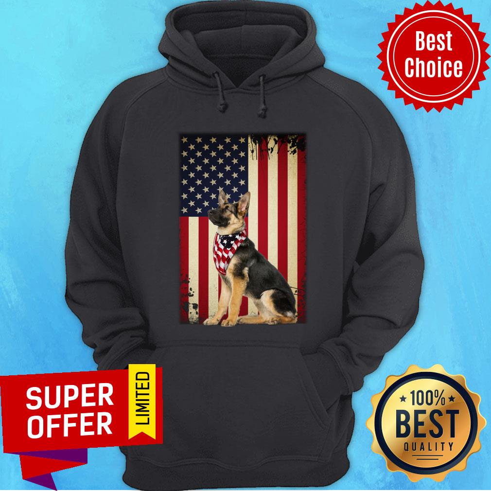 German Shepherd Smile American Flag Dog Shirt