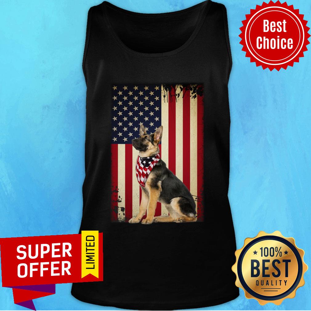 German Shepherd Smile American Flag Dog Shirt