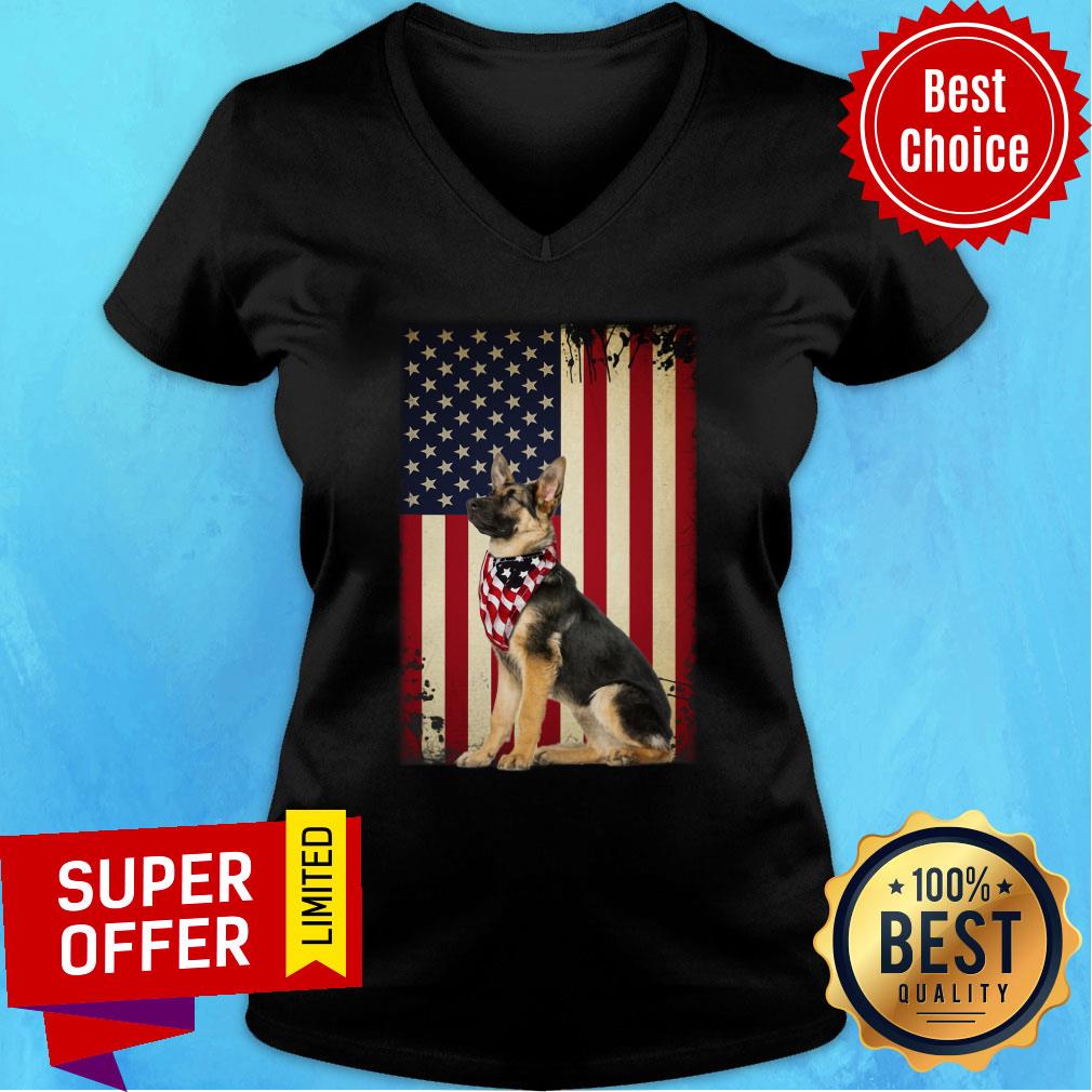 German Shepherd Smile American Flag Dog Shirt