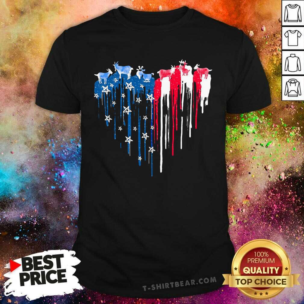 Goat Watercolor Heart American Flag Shirt