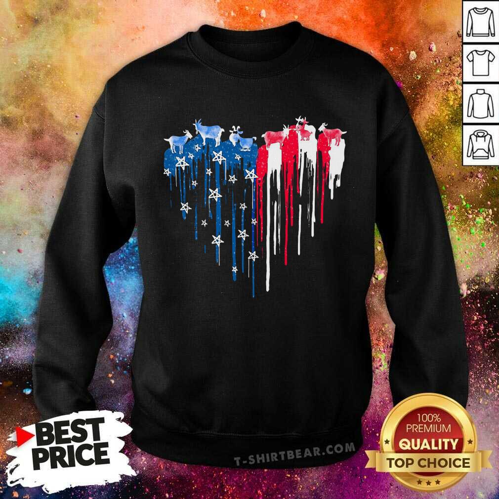 Goat Watercolor Heart American Flag Shirt
