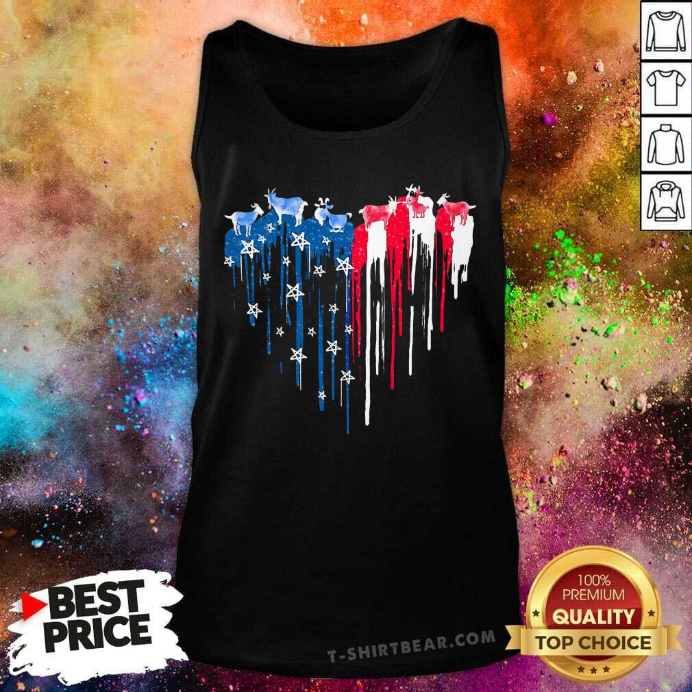 Goat Watercolor Heart American Flag Shirt