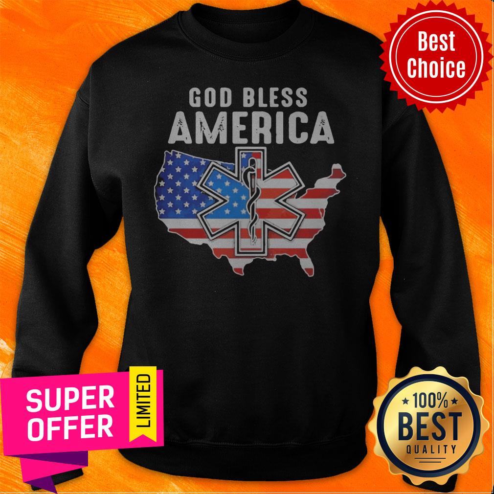 God Bless American Flag Veteran Independence Day Registered Nurse Map Shirt