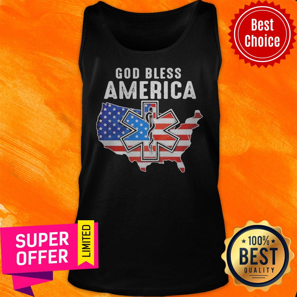 God Bless American Flag Veteran Independence Day Registered Nurse Map Shirt