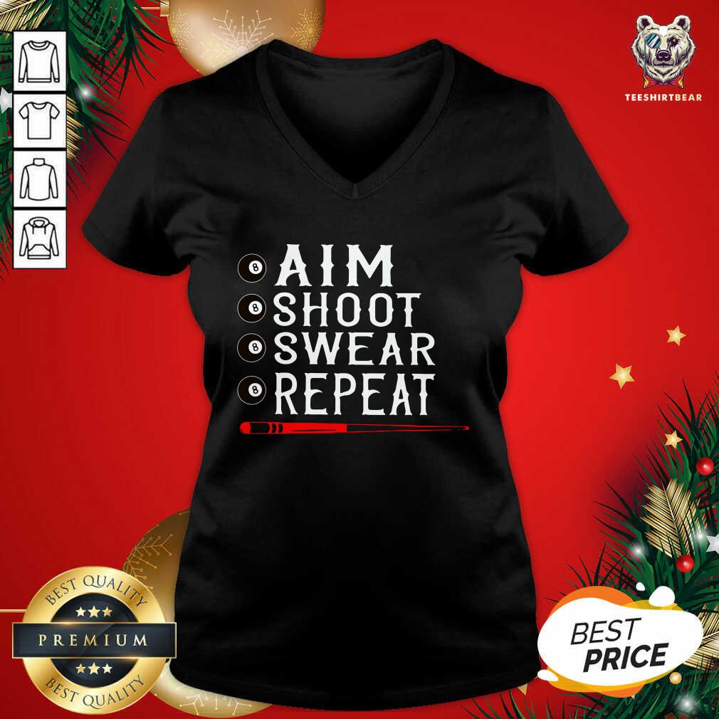 Good Aim Shoot Swear Repeat Billiards Christmas Shirt