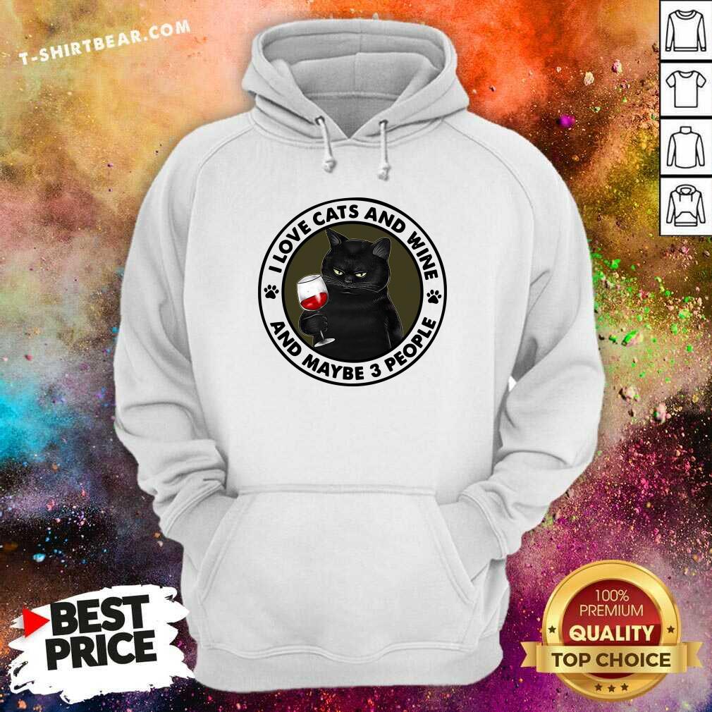 Good Black Cat I Love Cat And Wine And Maybe 3 People Shirt