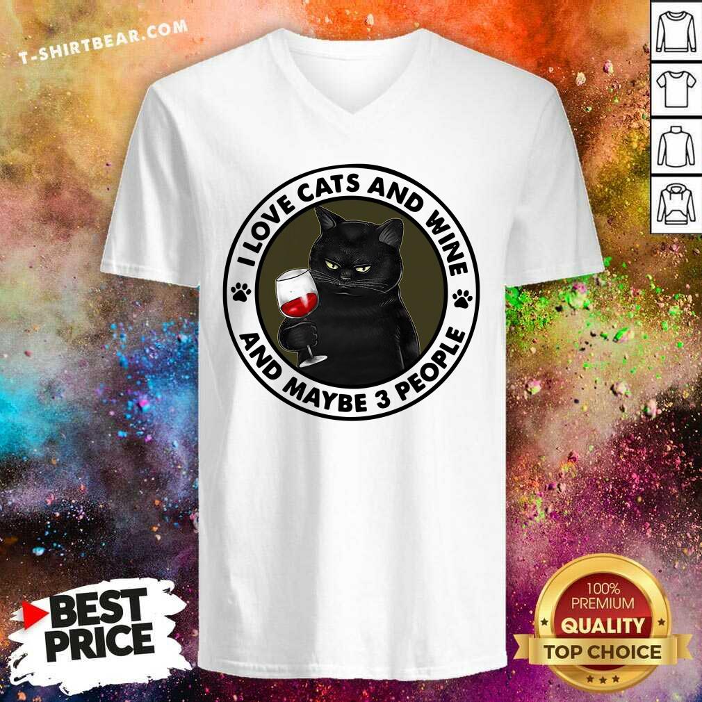 Good Black Cat I Love Cat And Wine And Maybe 3 People Shirt