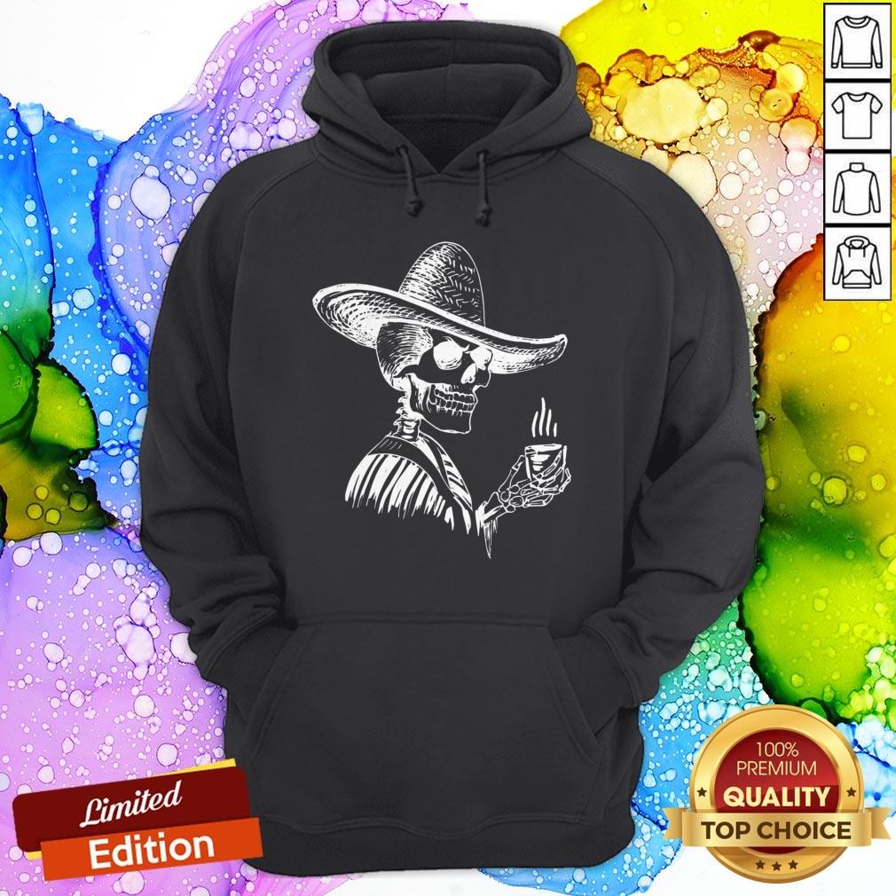 Halloween Coffee Drinking Skeleton Skull Shirt