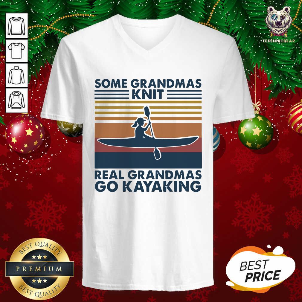 Happy Some Grandmas Knit Real Grandmas Go Kayaking Vintage Shirt