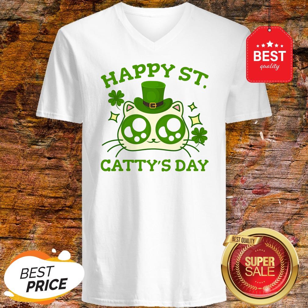 Happy St. Catty’s Day St Patricks Funny Cat Clover Shirt