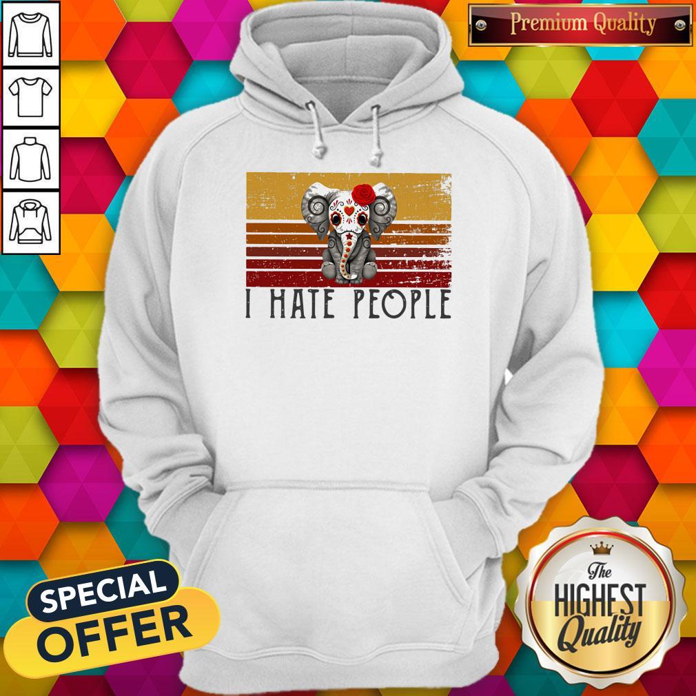 Hippie Elephant I Hate People Vintage Retro Shirt