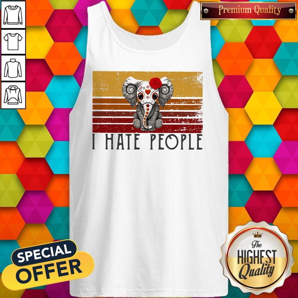 Hippie Elephant I Hate People Vintage Retro Shirt
