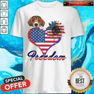 Good Beagle Dog Sunflower Heart American Flag Freedom Shirt