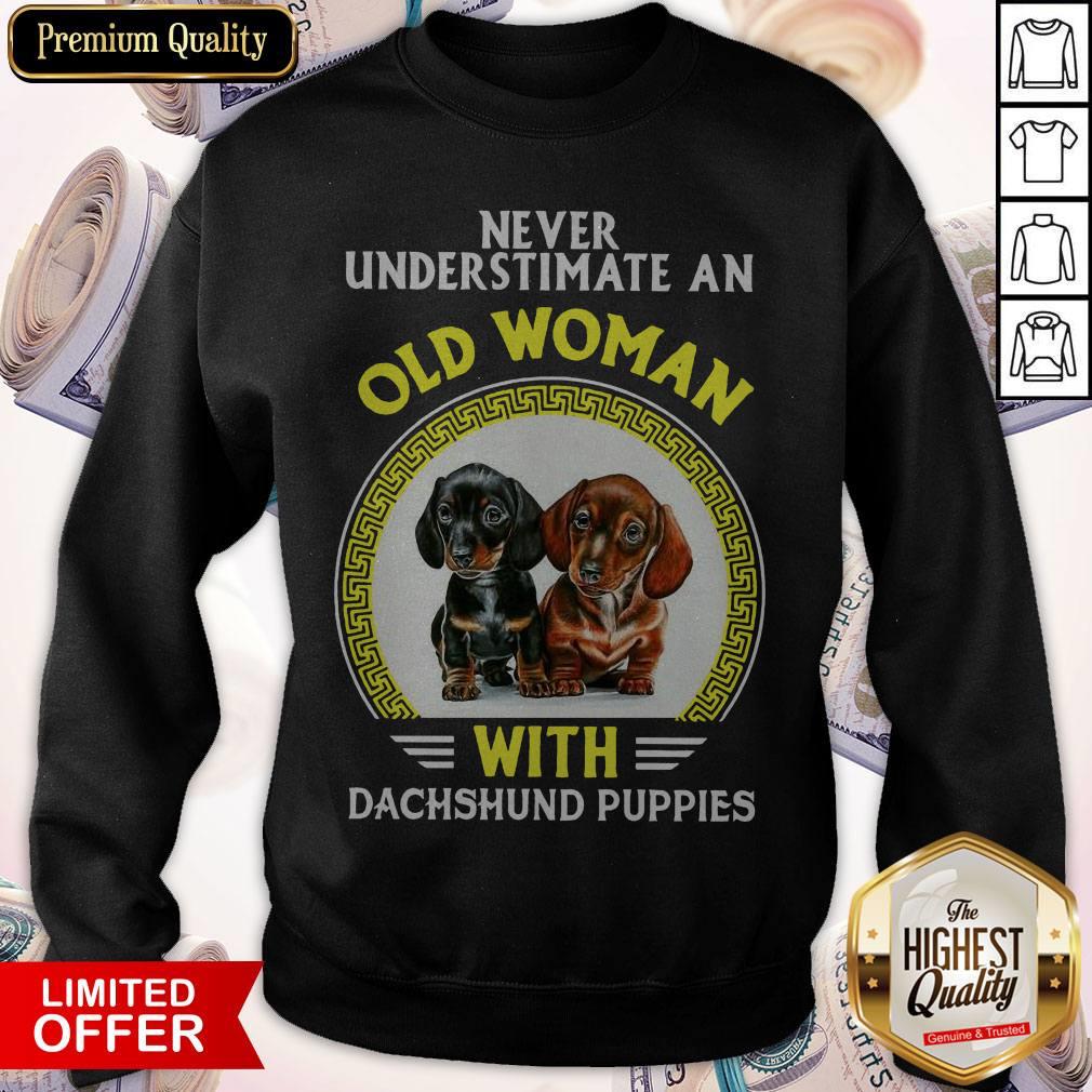 Hot Never Underestimate An Old Woman With Dachshund Puppies Shirt