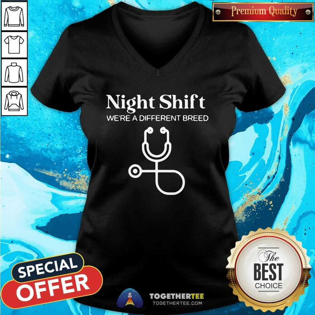 Hot Night Shift Different Breed Stethoscope Funny Nurse RN RT Shirt