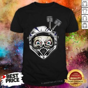 Pretty Motorcycle Helmet Skull Head Pistons Shirt
