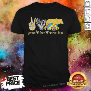Terrific Peace Love Mama Bear 4 Autism Shirt