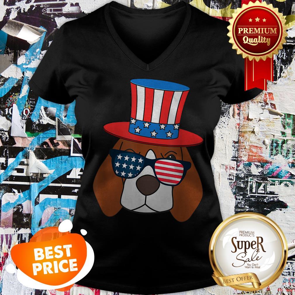 July 4th American Sunglasses USA Flag Patriotic Beagle Dog Shirt