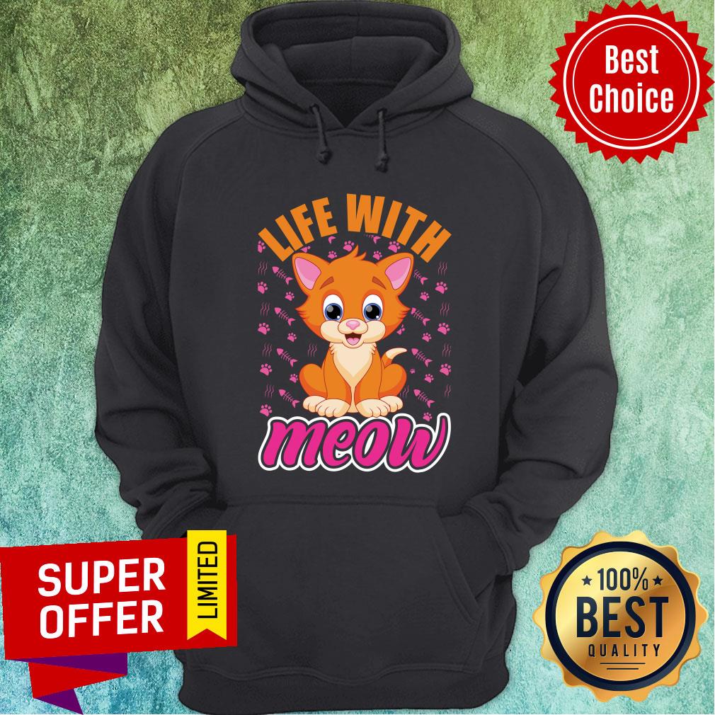 Life With Love Meow Cute Cat Fish Bone Shirt