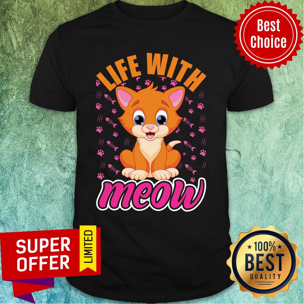 Life With Love Meow Cute Cat Fish Bone Shirt