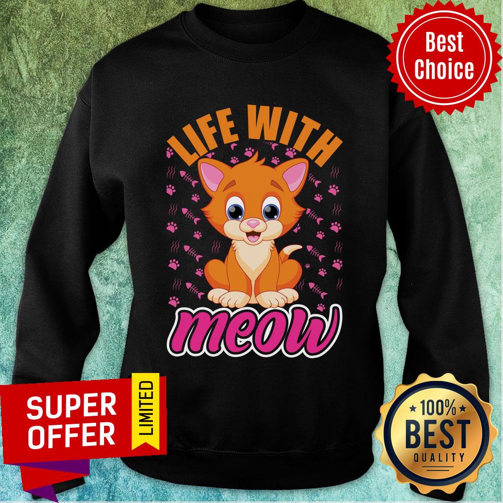 Life With Love Meow Cute Cat Fish Bone Shirt