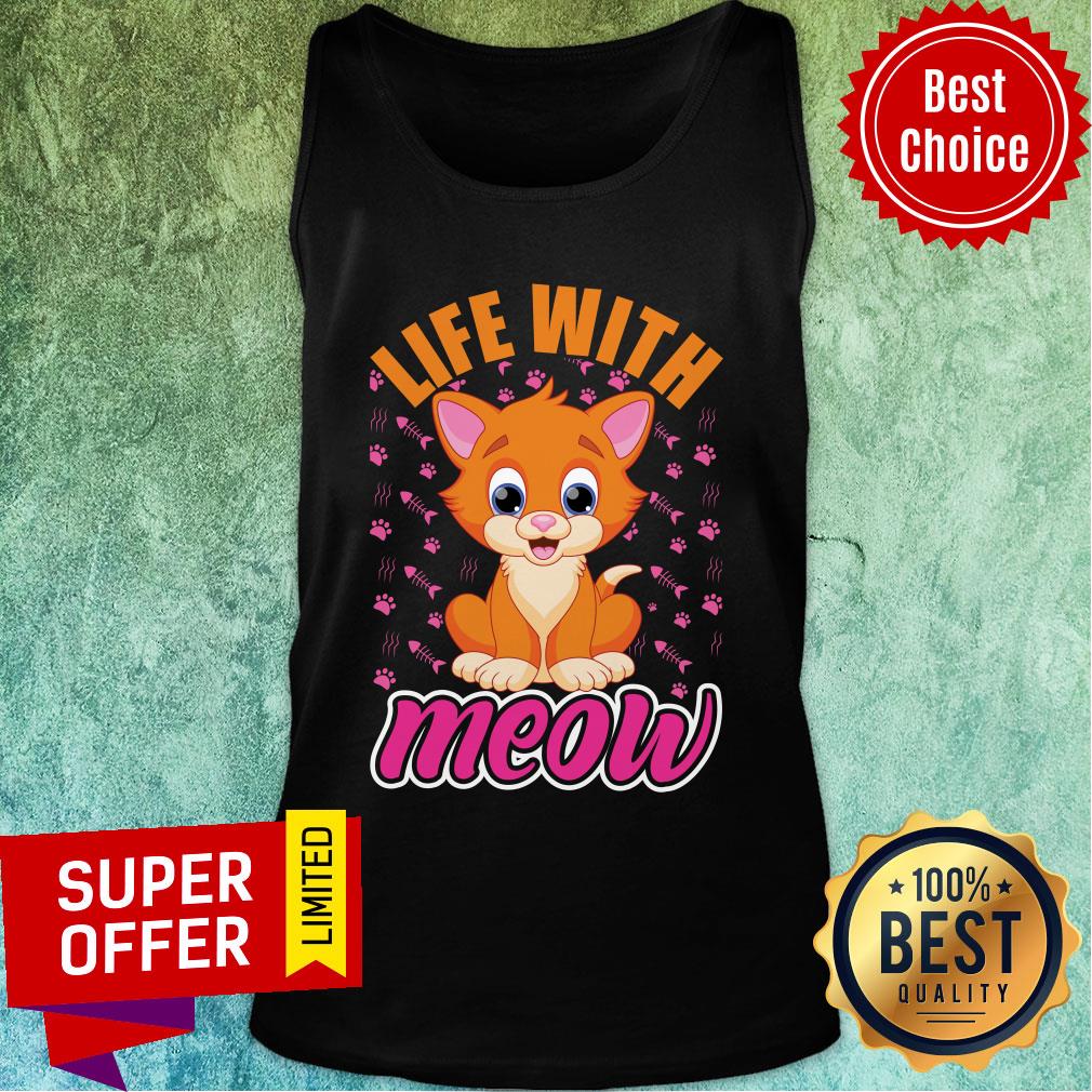 Life With Love Meow Cute Cat Fish Bone Shirt
