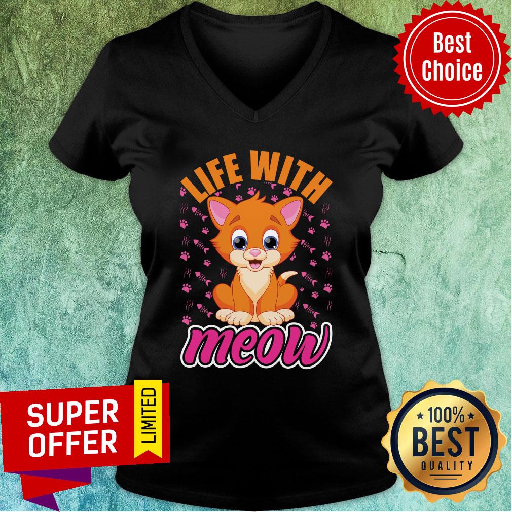 Life With Love Meow Cute Cat Fish Bone Shirt